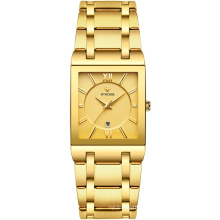 WWOOR 8858 Full Gold Square Waterproof Calendar Mens Watches Stainless Steel Wrist Watch Relogio Masculino OEM Factory